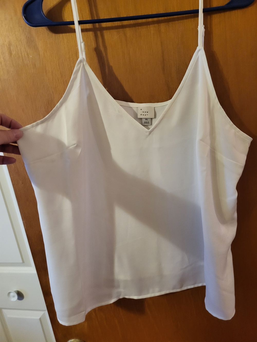 a new day Cream V-Neck Satin Cami with Adjustable Straps